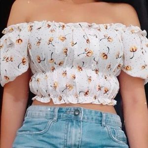 Zaful Off Shoulder Floral Blouse